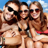 tanned model in water